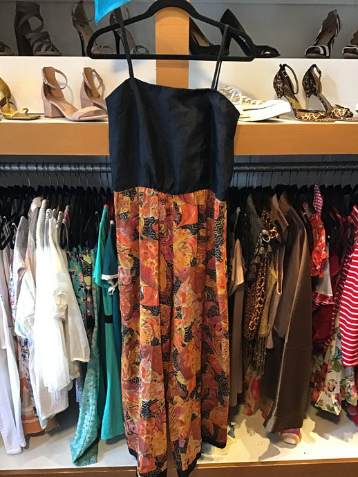 Black/Orange Abstract Print Jumpsuit