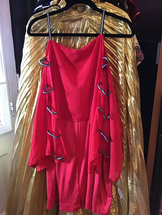 Red Dress with Silver Banded Sleeves