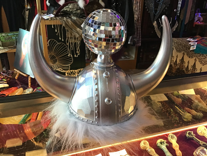 Silver Disco Viking Hat