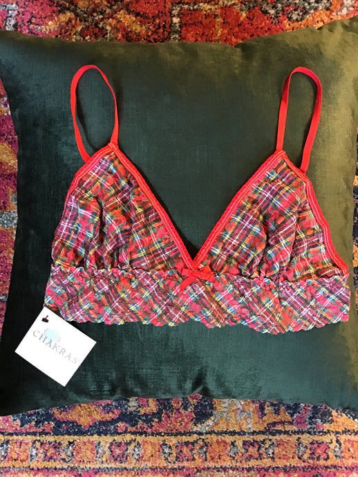 Red Plaid Lace Bra w/ Red Trim