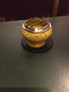 Etched Brass Incense Holder: Yellow