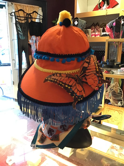 LC: Orange Butterfly Fringe Hat