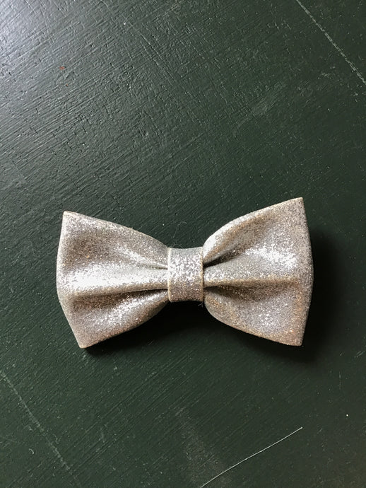 Tiny Silver Hair Clip Bow