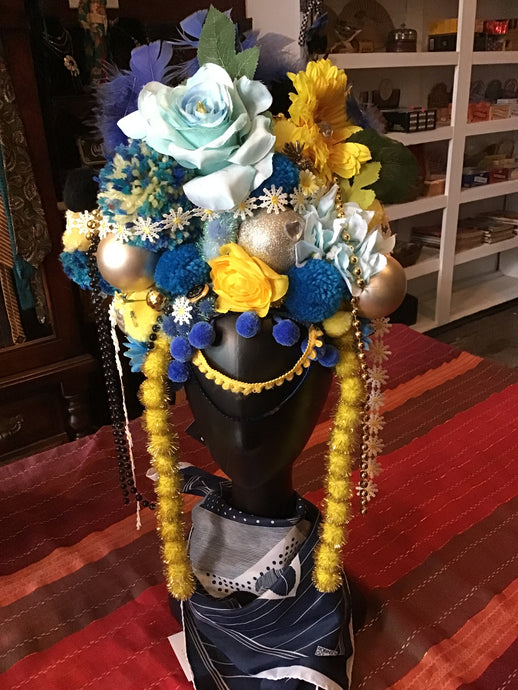 Yellow & Blue Mardi Gras Headpiece
