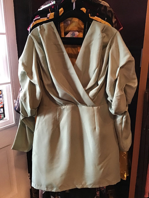 Sage Green Poof Sleeve Dress