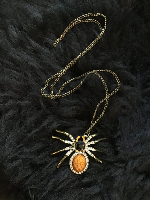 Orange Spider Necklace