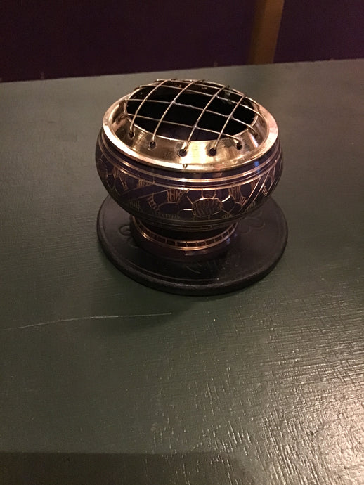 Etched Brass Incense Holder: Purple