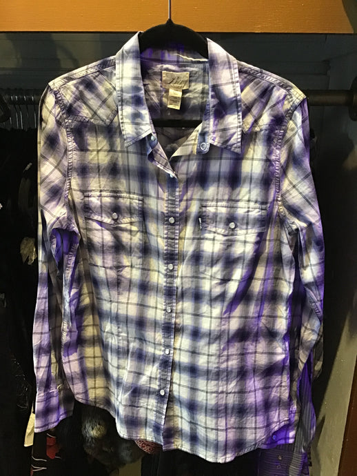 Periwinkle Plaid Pearl Button Shirt