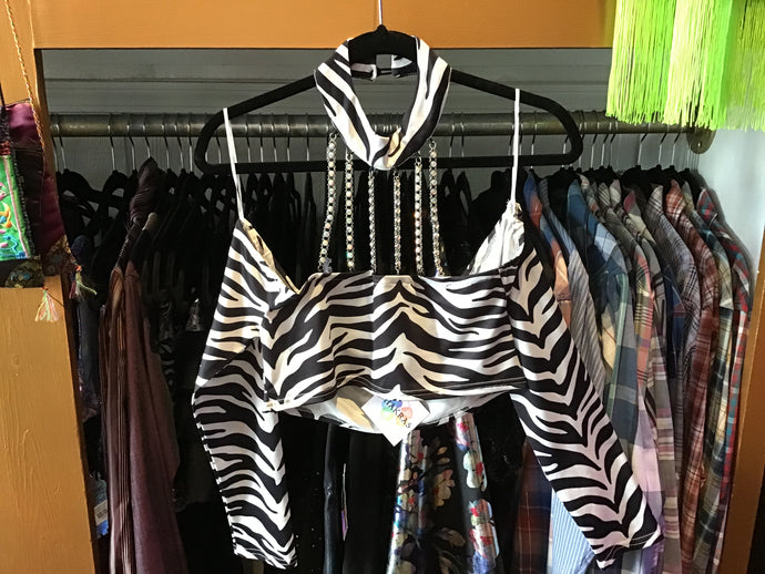 Zebra Top w/ Rhinestones