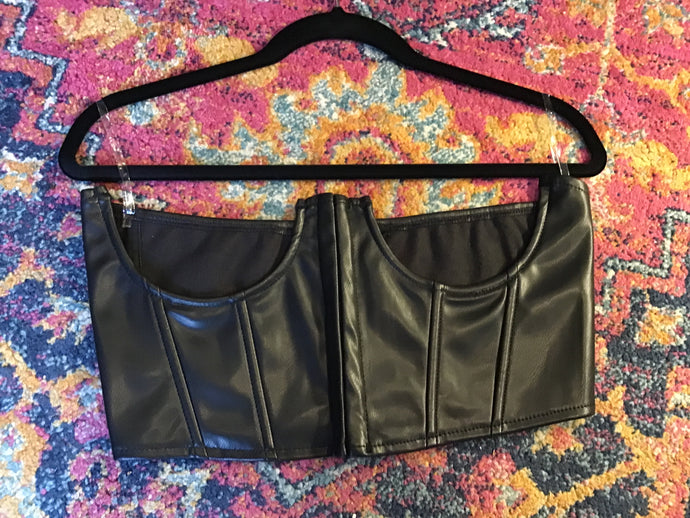 Black Leatherette Under-bust Corset