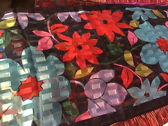 Sheer Navy Floral Scarf