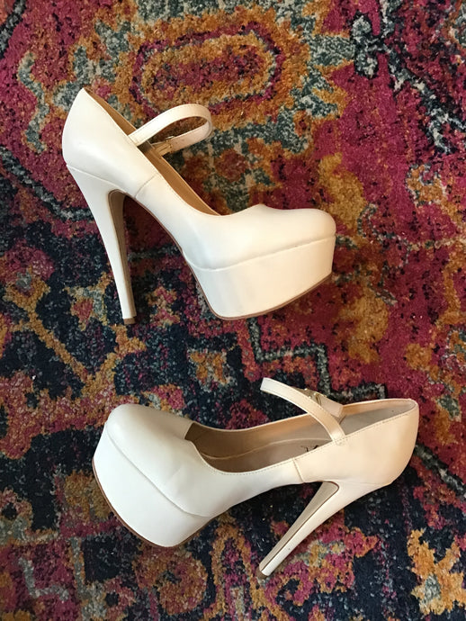 White Super High Pump Heels