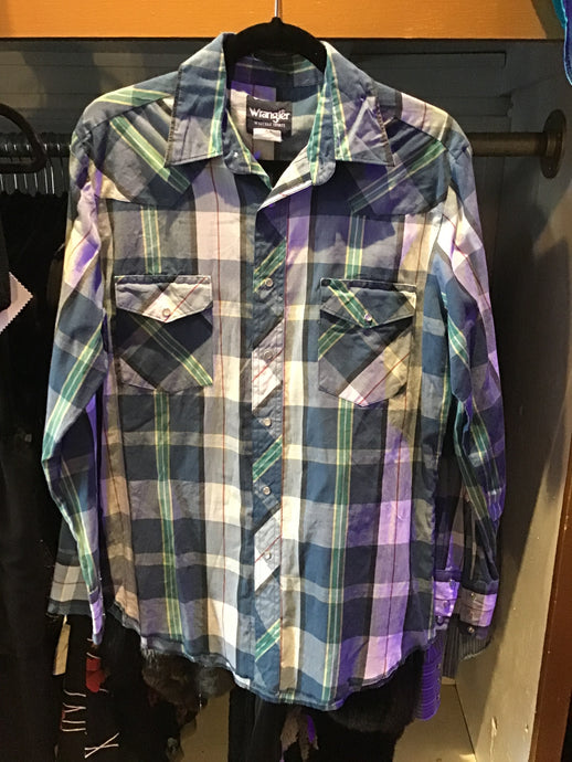 Blue Plaid Pearl Button Shirt